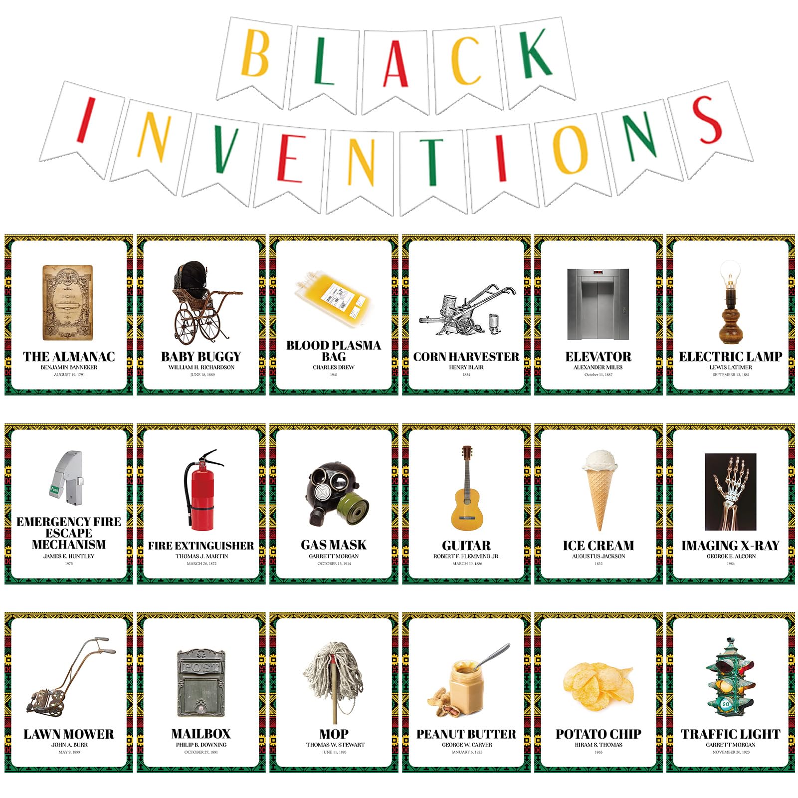 Photo 1 of Fullhawl 33 Pcs Black History Famous African American Inventions Poster History Famous People Inventors Education Poster for Office Room Wall Decor