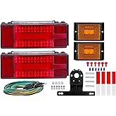 VINAUO LED Trailer Lights, 2X New Submersible LED Trailer Light Kit with Trailer Wiring Harness Kit, 2 Amber Trailer Marker L