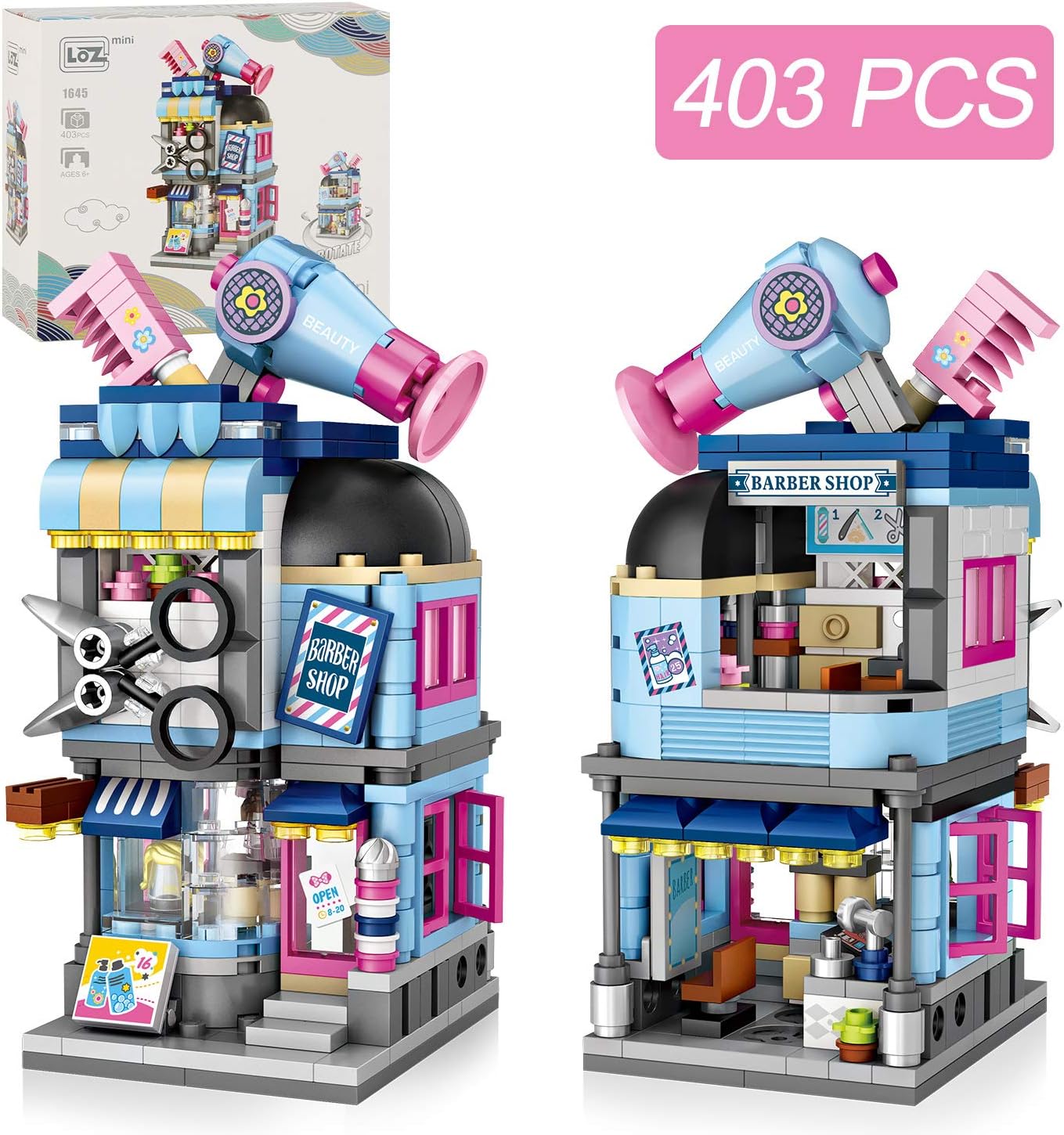 joylink Juego de Construcción, Peluquería Set de Construcción con 403 Bloques Bloques de Construcción Educativos Set de Construcción de Juguete para Niños a Mayores de 6 Años