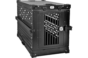 K9 Kennel Boss - Heavy Duty Fully Collapsible Powder-Coated Aluminum Dog Crate - Medium (Black)