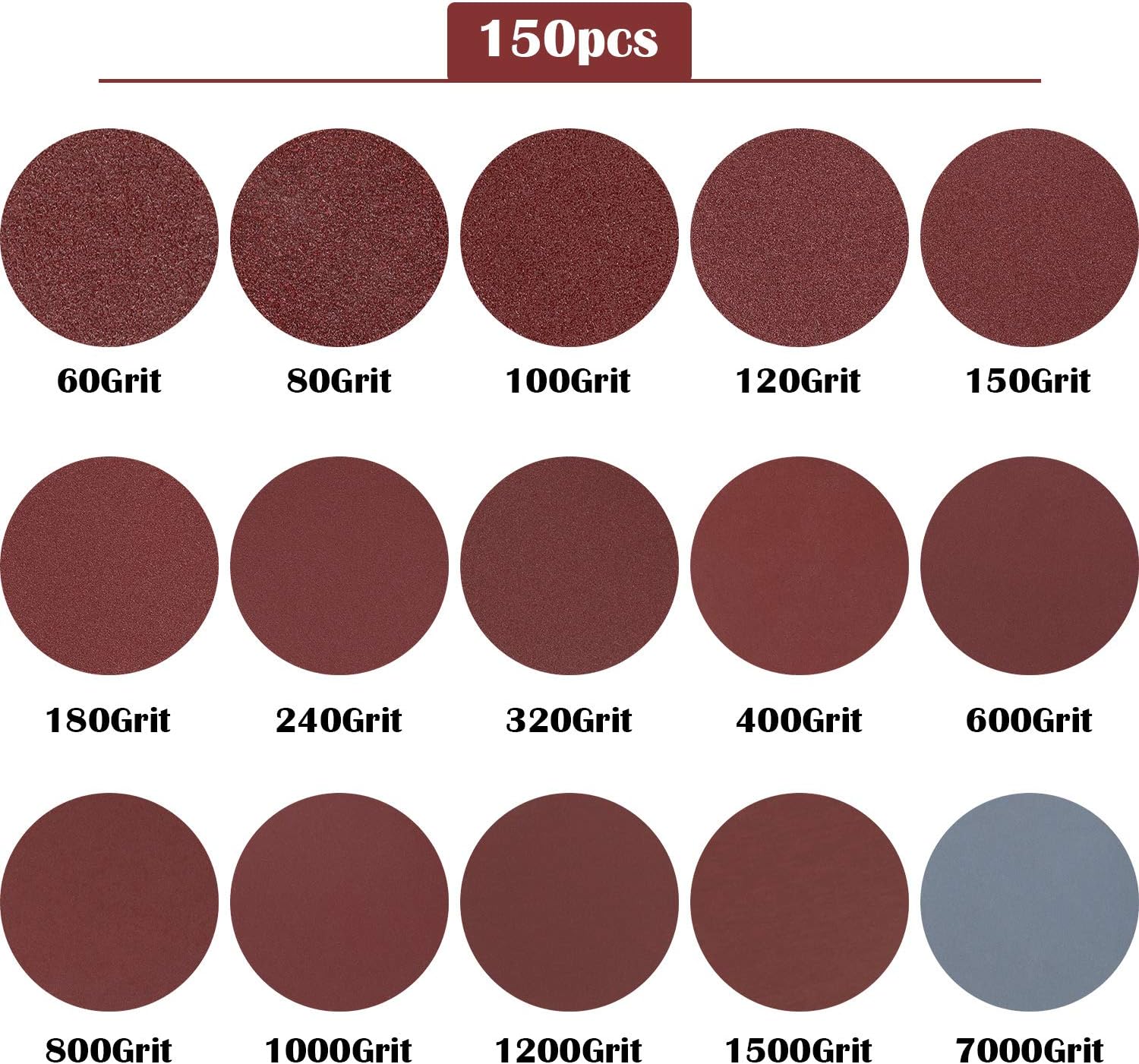 150 Pieces 2 Inch Sanding Discs Sanding Discs Pad with Shank Pad, Foam