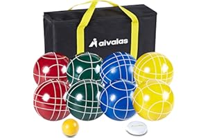 Aivalas Bocce Ball Set, 90mm/100mm/107mm Bocci Ball Set with 8 Resin Balls, Pallino, Measuring Tape, Carrying Bag, Bocce Balls Game for Outdoor Yard Backyard Lawn Beach(2-8 Players)