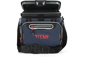 Titan by Arctic Zone Deep Freeze Cooler - 16 Can Zipperless Hardbody Cooler - Deep Freeze Insulation, HardBody Liner, and SmartShelf - Navy Blue