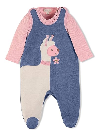 Sterntaler Strampler-Set Kuschelzoo für Mädchen, Niedliches Lama Lotte-Motiv, Blau/Rosa