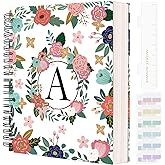 YeeCASE Hardcover Spiral Notebook Journal 8.5” x 11”, 300 Pages Journals for Women Men, A4 Large College Ruled Notebooks, Cute Floral Letter Spiral Journal for Writing, Work, Business, School (8.5” x 11” A4, A)