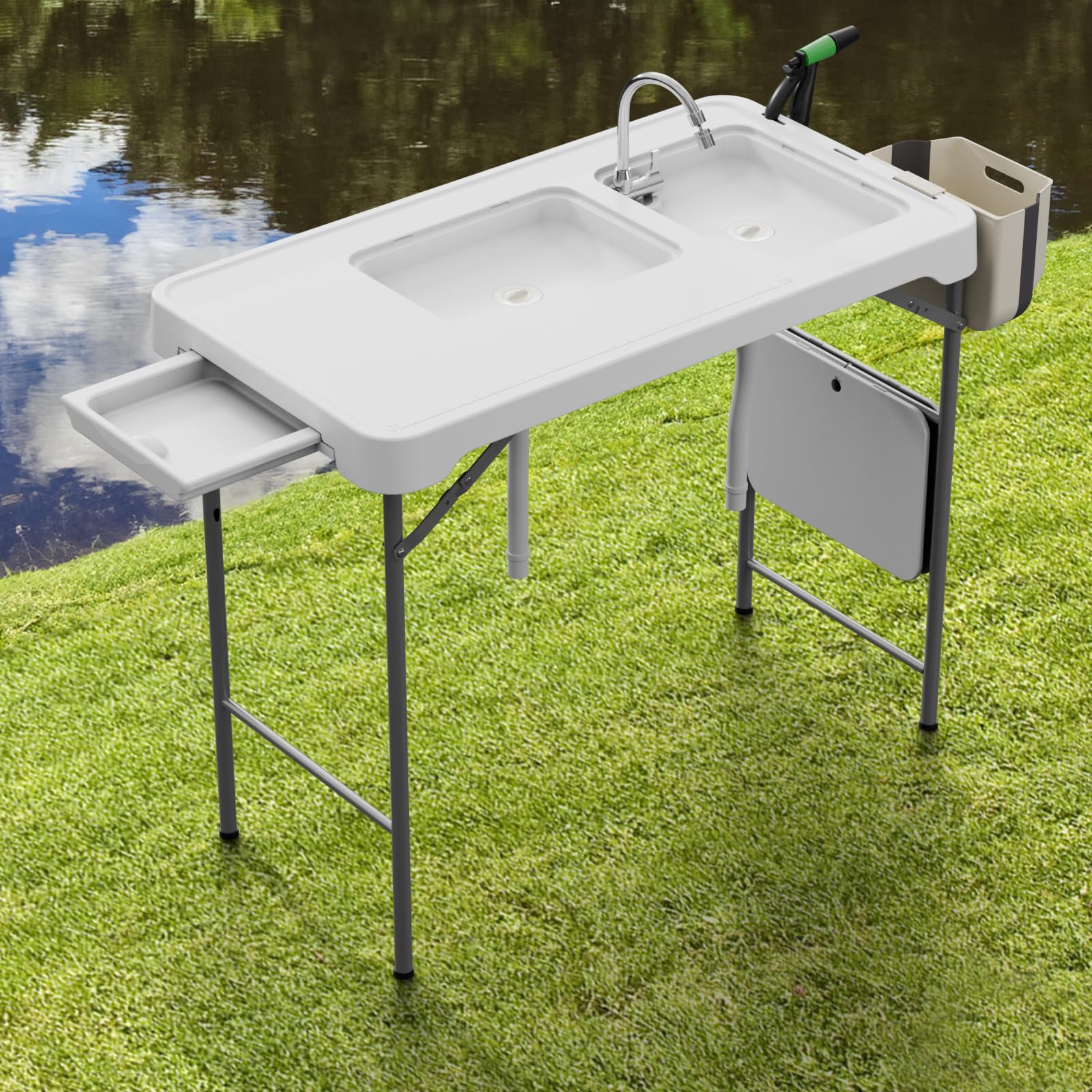 Photo 1 of ERGMASTER Fish Cleaning Table Portable Picnic Table Outdoor Cleaning Station for Camping, Picnic, Fishing, Patio