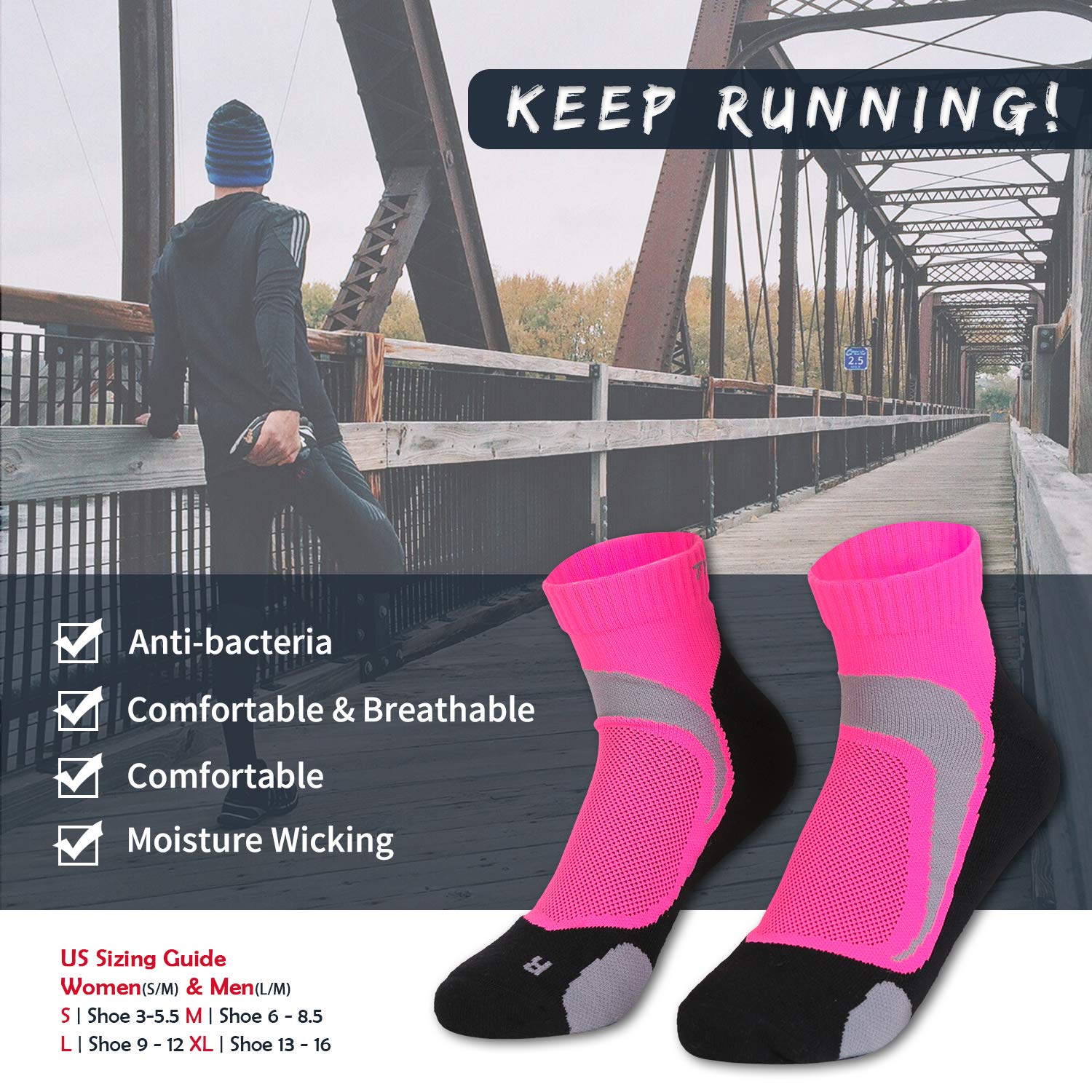Compression Socks Anklet Low Cut Athletic & Running Socks for Women Pink
