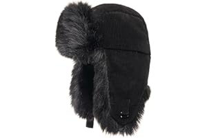 Futrzane Corduroy Trapper Hat - Womens Winter Hats with Ear Flaps - Russian Hat