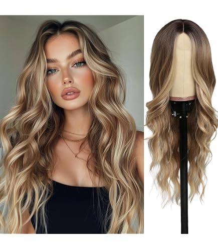 Amazon.com : Nnzes Long Ombre Brown Gold Mixed Honey Blonde 