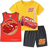Disney Cars Lightning McQueen Boys Short Sleeve T-Shirt, Tank Top and Shorts 3 Piece Set for Big Kids