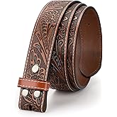TRIWORKS Western Leather Belt Strap for Men without Buckle Cowboy Cowgirl Belt Strap 1.5" Width