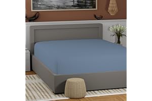 Color Sense 100% Cotton Full Size Fitted Sheet Light Blue, Breathable & Lightweight Fitted Bed Sheet, Easy Fit 17” Deep Pocket Fitted Sheet Only, Cool & Crisp Percale Bottom Sheet (54” W x 75” L)