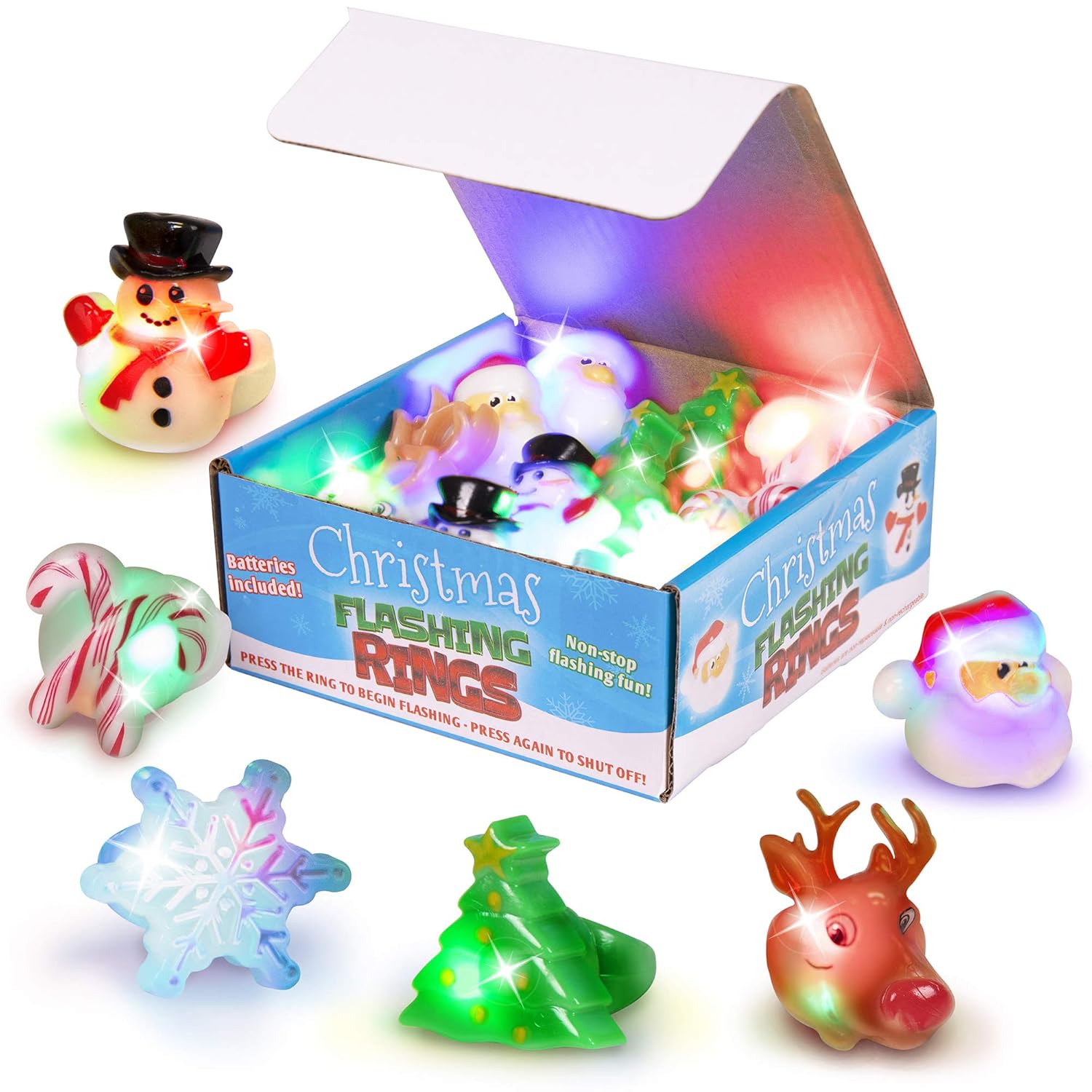 Buy Narwhal Novelties CHRISTMAS Theme Flashing Light Up Toy Rings, LED