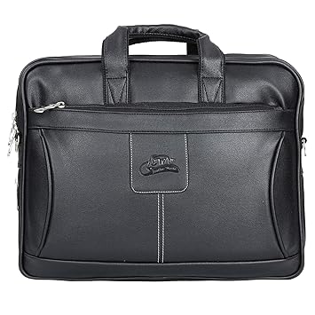 Leather World Black Expandable Professional Pu Leather Laptop Bags for Men | Office Bag for Men 15.6 inch