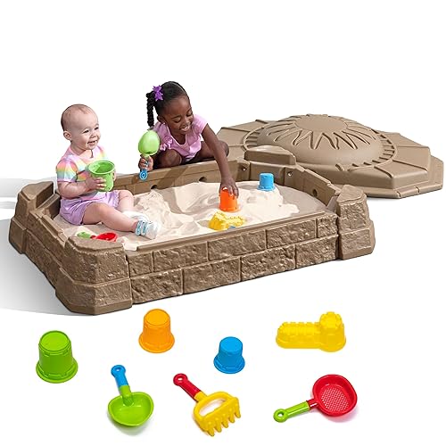 Step2 Naturally Playful Sandbox II, Kids Sand Activity Sensory Play Pit,  Summer Outdoor Toys, Piece Water Toy Accessories, for Toddlers 1+ Years  Old
