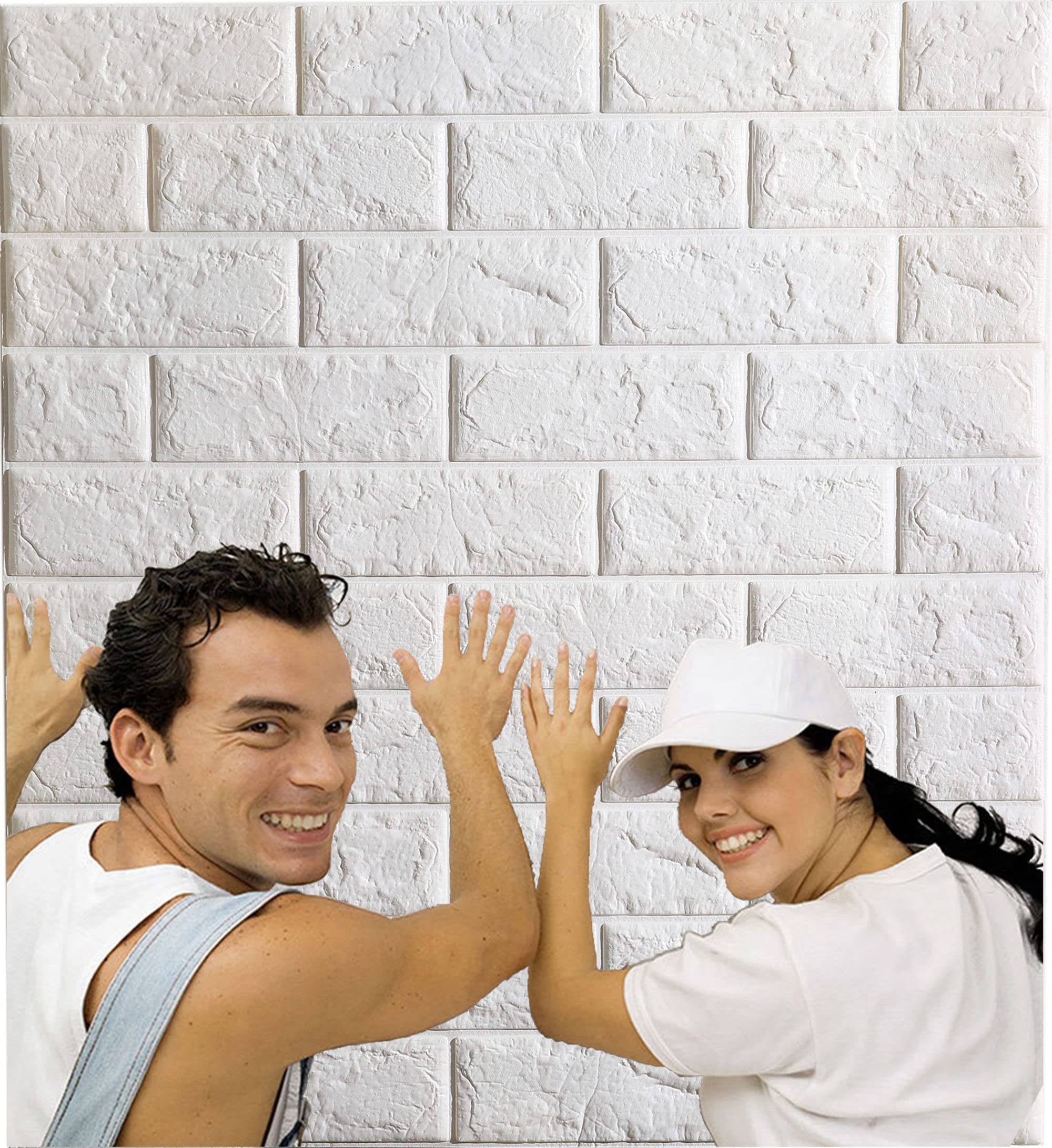 Arthome 10 Pcs 77x70cm Brick Wall Panels Covers 58 Sq.ft,Peel and Stick 3D Wallpaper,Self Adhesive Waterproof Foam Faux Brick for Living Room,Fireplace,TV Wall Decoration