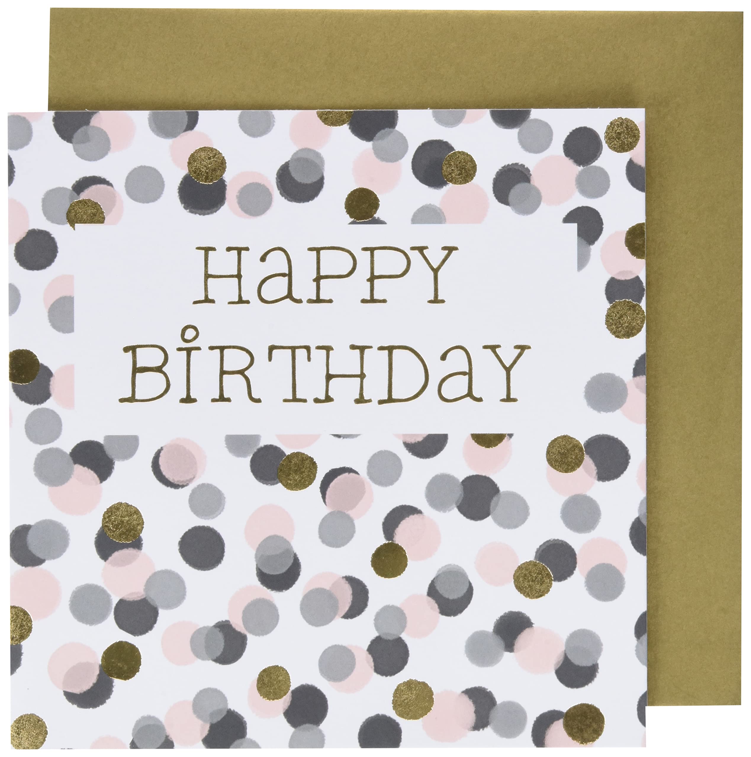 Black & Gold Happy Birthday Card 15 x 15 cm