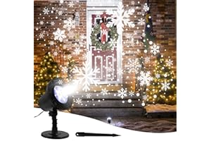 ANBORZEST Christmas Snowflake Lights Projector - Christmas Projector Lights Outdoor with Waterproof Plug in Moving Effect Wall Mountable for Garden Ballroom, Party, Halloween, Holiday