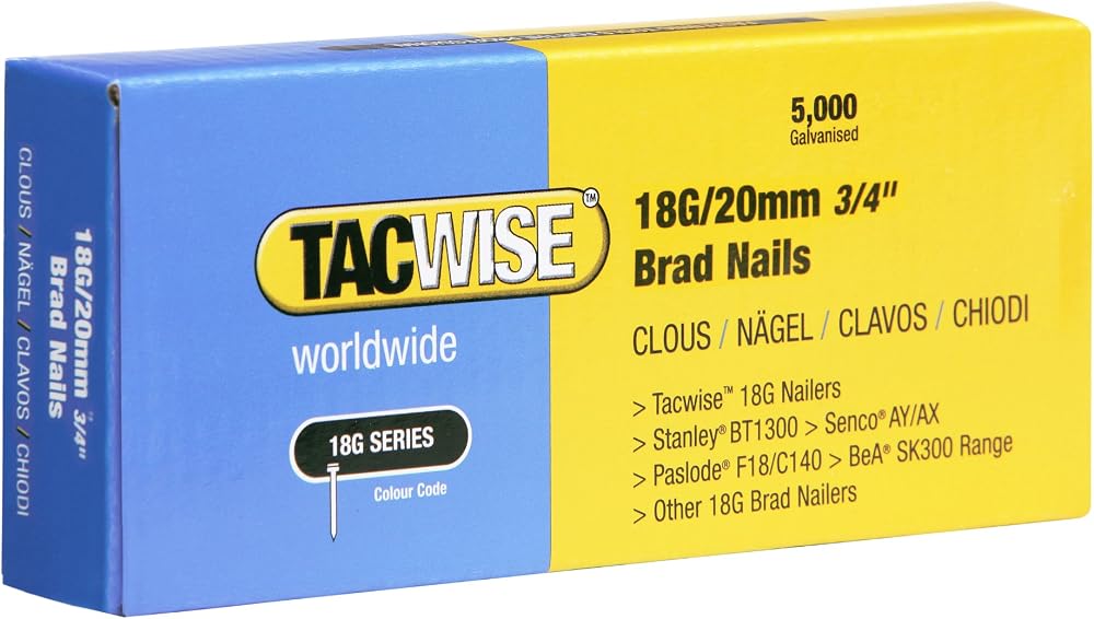 Tacwise 0395 18G/20mm Galvanised Brad Nails Pack 5000