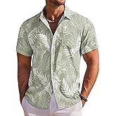 COOFANDY Men's Hawaiian Shirt Short Sleeve Floral Button Down Shirts Tropical Holiday Beach Shirts