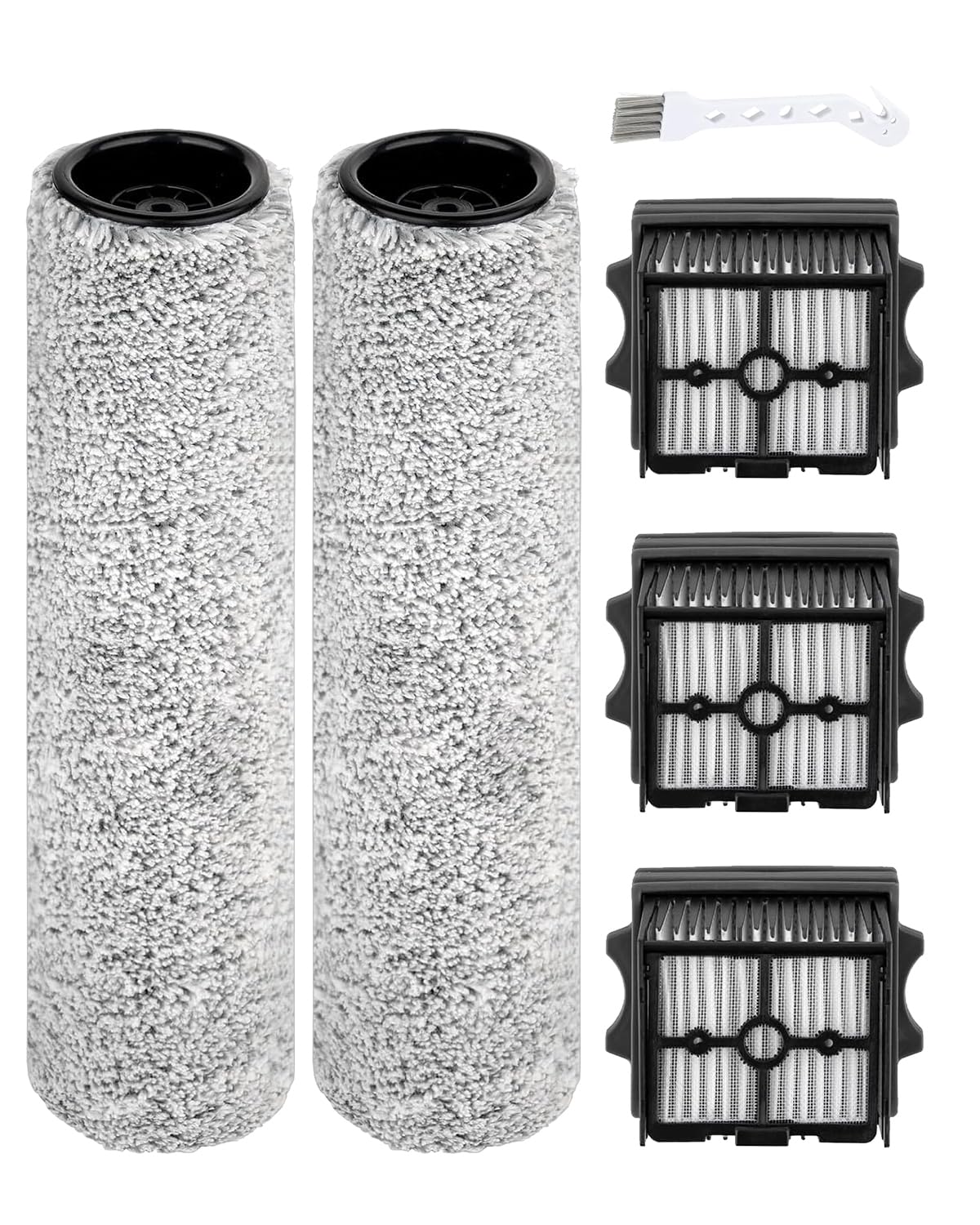 Photo 1 of 6Pack Spare Parts Accessories For Tineco Floor One Stretch S6/Switch S6/S7 Stretch Ultra/S7 Stretch Steam/S9 Artist Pro/S9 Artist Steam/i6 Stretch/i5 Stretch,2Brush Roller,3HEPA Filter,1Cleaner Brush