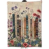 amepay Vintage Book Blanket Gifts for Kids Girls Women,Retro Readers and Floral Throw Blankets,Soft Comfy Lightweight for Room Couch Bed Modern Reading Decor,Literary Lover 60x50in