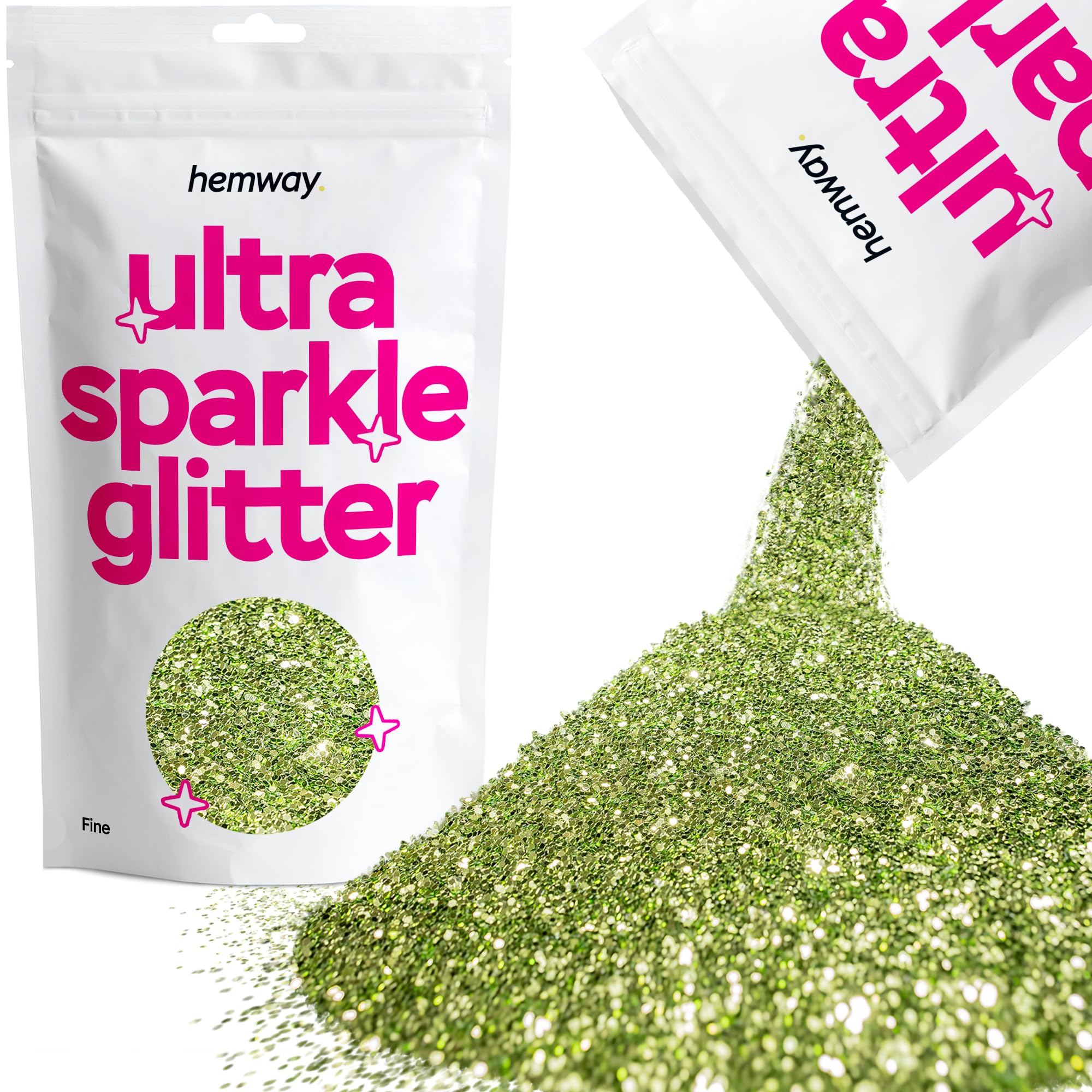 Hemway Ultra Sparkle Glitter Olive Green 100g Fine | Glitter for Arts & Craft, Makeup, Nail Art, Crafting, Card Making, Sparkle Decoration