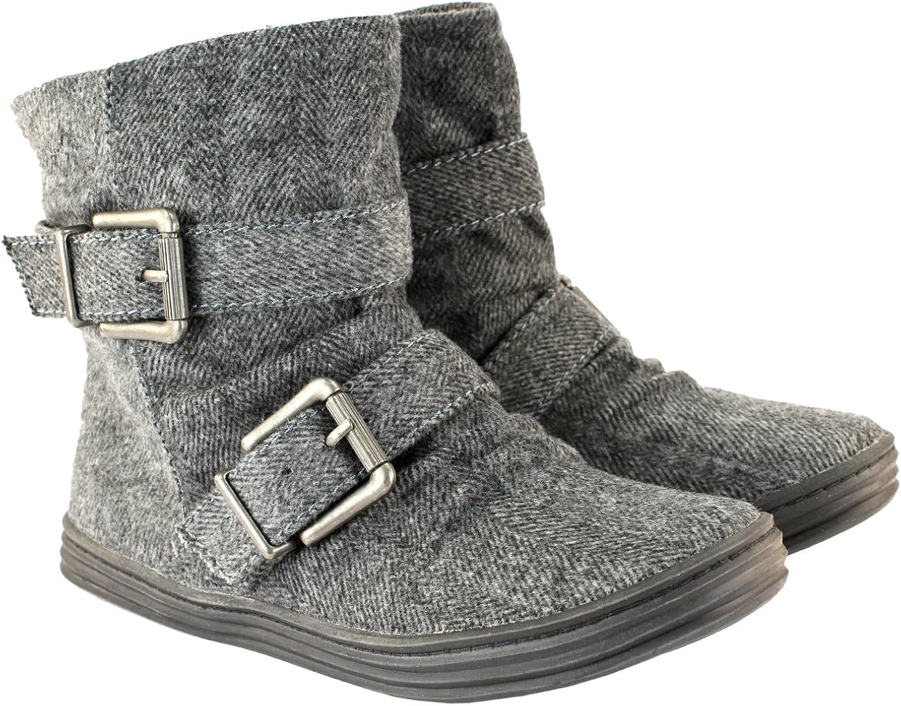 Blowfish Womens RANUKU MID Calf Grey Soft Herringbone Flannel Boot