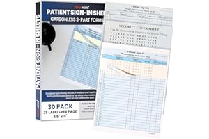 Performore 30 HIPAA-Compliant Patient Sign-in Forms – Carbonless 3-Part Registration Sheets with Privacy Cover – Duplicate Copies for Clinics, Medical Offices & Healthcare Providers