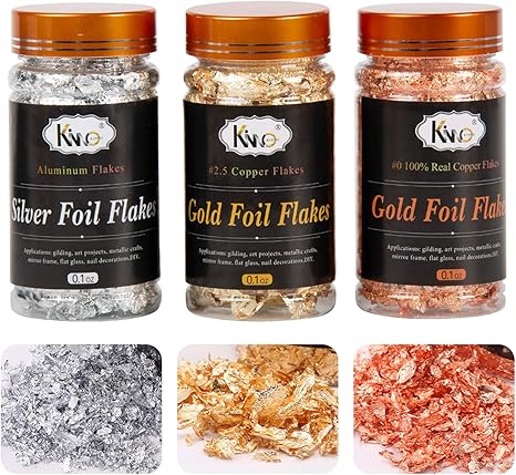 Amazon De Kinno Goldfolienflocken Aus Metall Fur Kunsthandwerk Und Kunst Nagel Vergoldung Malerei Schleim 3 G Flasche 2 5 Gold Silber Rotgold