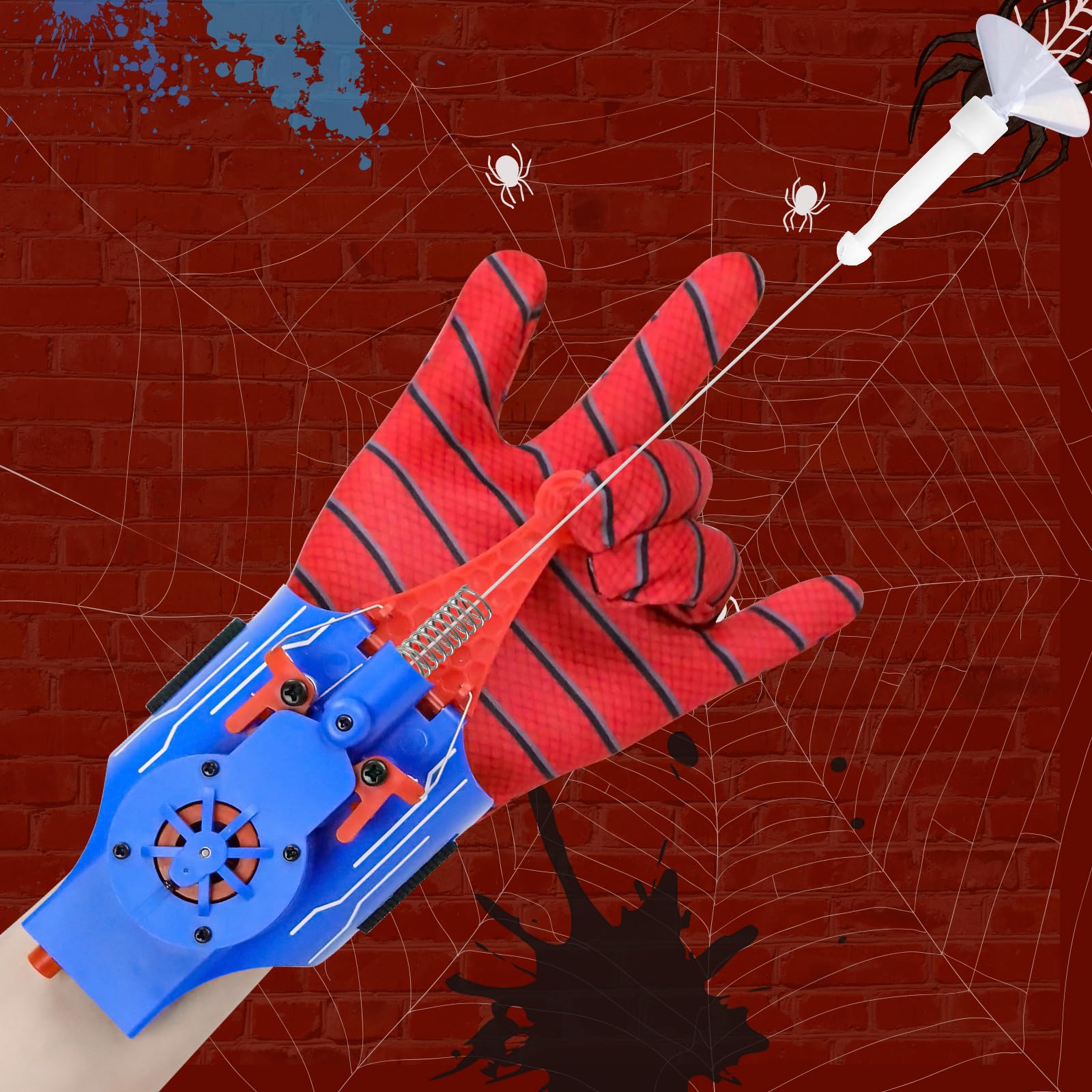 Photo 1 of Spider Web Shooters, Web Launcher with Gloves, Realistic Web-Slinging Action Safe and Fun Superhero Toy for Men and Kids - Blue