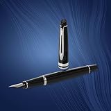 Waterman Expert Fountain Pen Gloss Black Chrome Trim Medium Nib Gift Box view 5