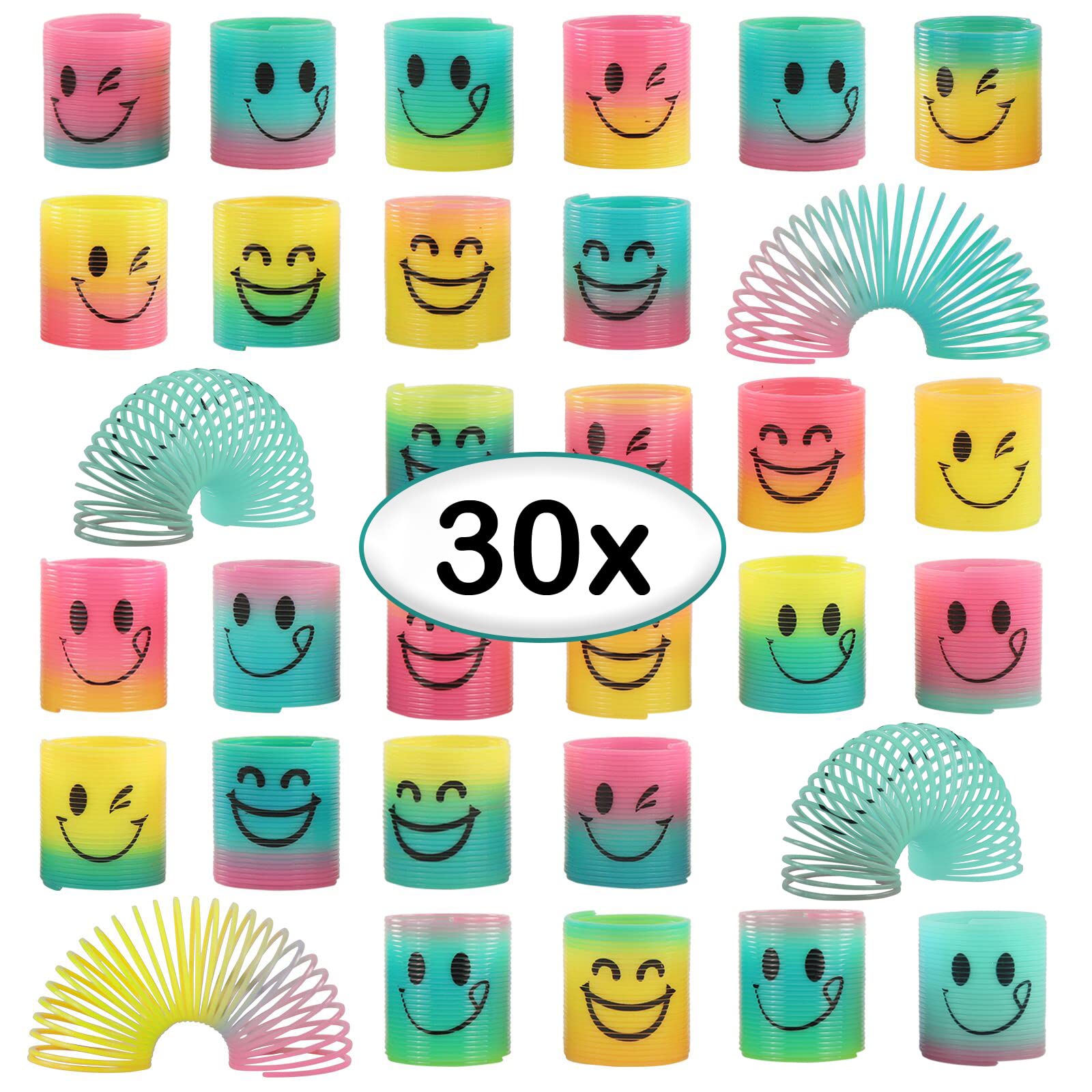 30 Spring Party Bag Fillers Rainbow Fidget Mini Smile Toys for Pinata Party Favour for Kids Boys Girls