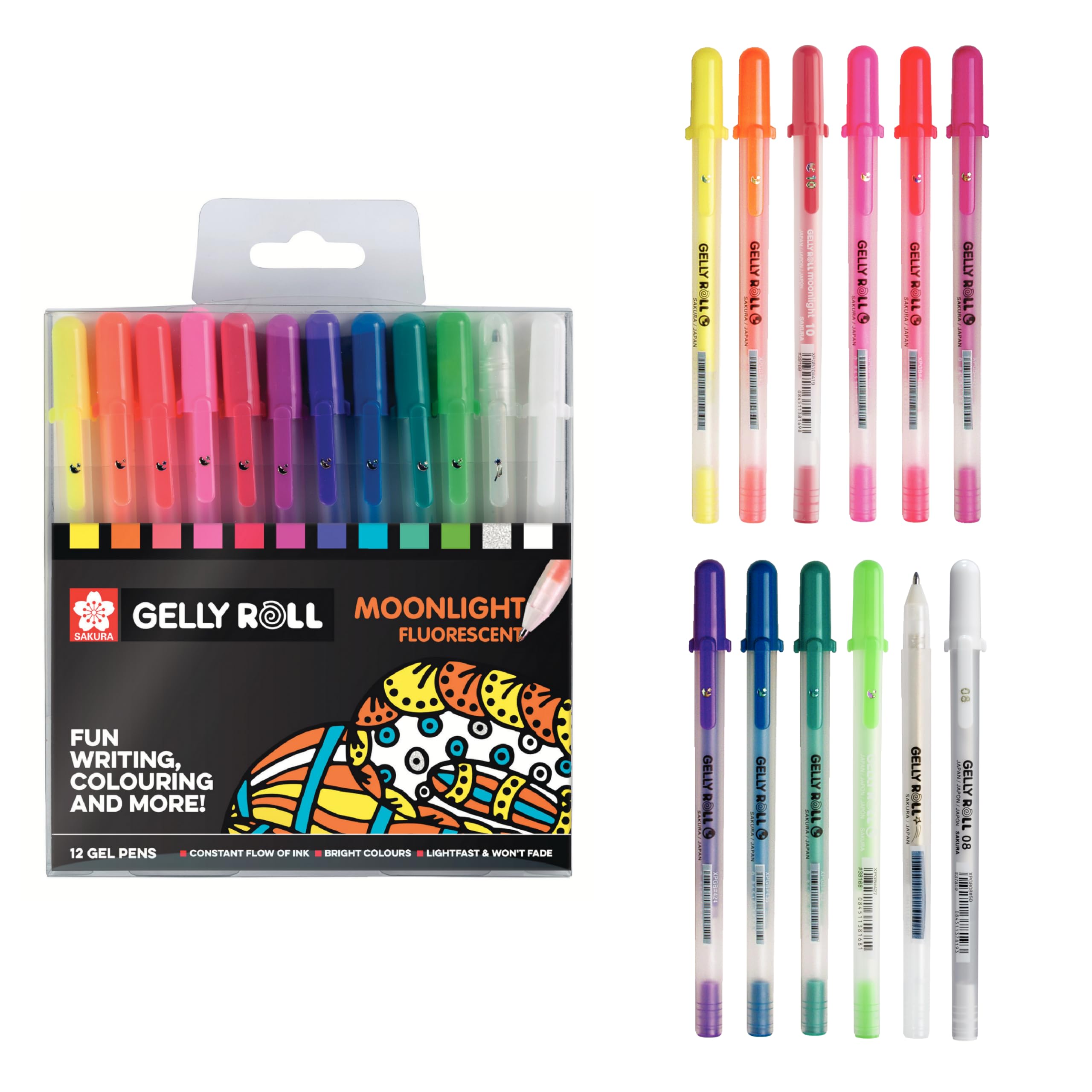 SAKURA - Gelly Roll - Moonlight Flourescent - Set of 12, multi