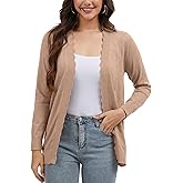 LUXEBOLD Cardigan Sweaters for Women Elegant Lightweight Open Front Cardigans Long Sleeve V Neck Knit Sweater