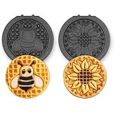 Dash MultiMaker&reg; Mini System Removable Plate Set - Nonstick Replacement Plates for Spring Waffle Breakfast - Waffle Maker Not Included - 4-Inch - Two-Pack - Sunflower &amp; Bee