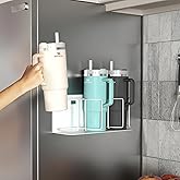 Sorbus Stanley Cup Organizer – 3-Cup Holder for Cabinet, Fridge, or Wall – Magnetic or Screw Mount – Stanley Storage Organizer for 20oz 30oz 40oz Cups, Tumblers, and Water Bottles (White 1-Pack)
