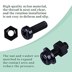 Pzsmocn 300 Pieces/100 Sets M4*12 mm Plastic Black
