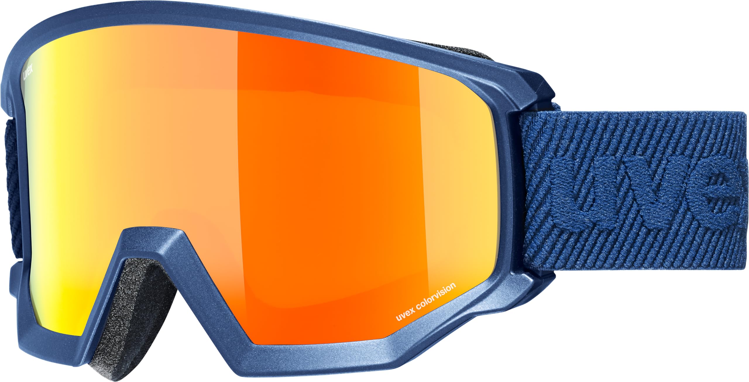 uvex Athletic CV - Ski Goggle for Men and Women - Contrast Enhancing - Extended Field of Vision & Anti-Fog Coating - Navy Matt/Orange-Green - One Size