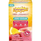 Emergen-C Vitamin C 1000mg Immune Support, Raspberry Lemonade, 36 Packets | Zero Sugar, B Vitamins for Energy, Zinc and Manganese, Electrolytes, Stevia Sweetened, Caffeine Free