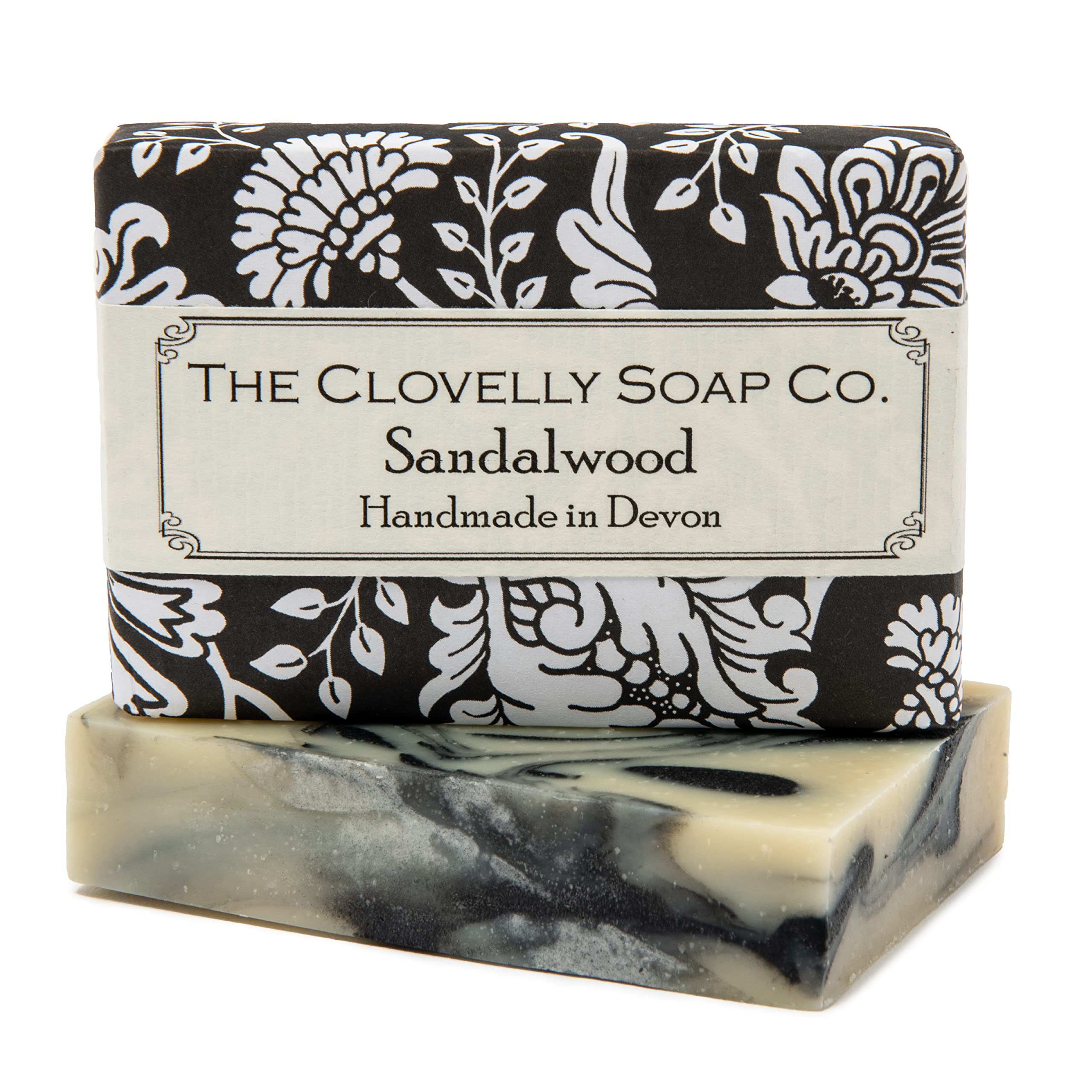 Clovelly Soap Co Natural Handmade Sandalwood Bergamot and Charcoal Soap Bar for all Skin Types 100g