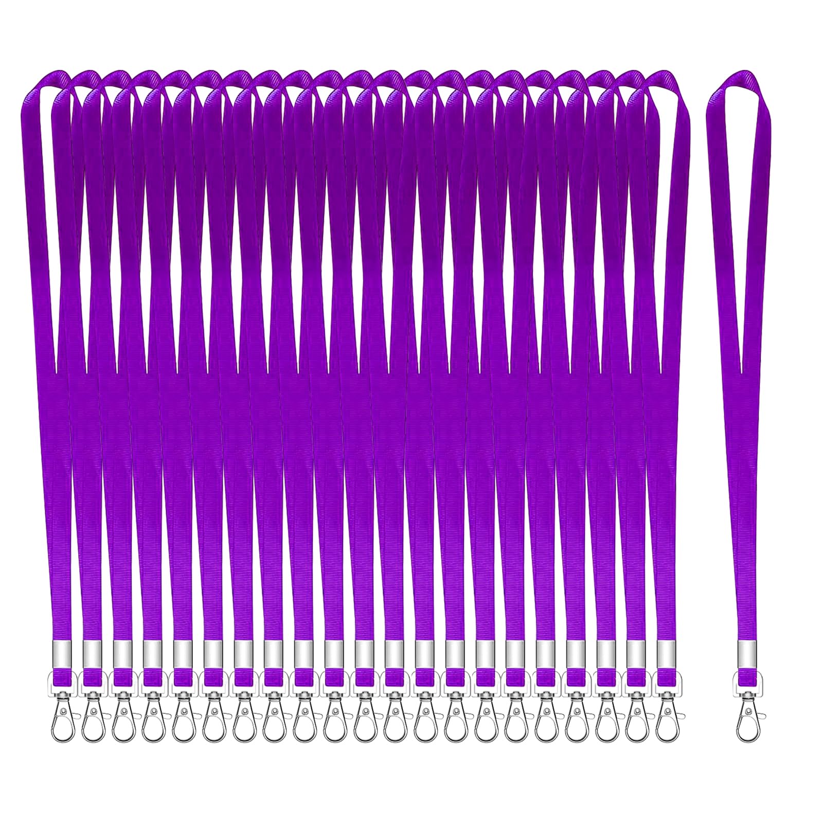 XHDA 100PCS Purple Lanyards for Neck, Lanyards for ID Badge, Lanyard with Metal Swivel Hook for ID Card Badge Holder