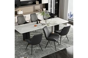 Daluvenix Dining Chairs Set of 6,Mid Century Modern Kitchen Chairs,Upholstered Fabric Armless Dinning Side Chairs with Back a