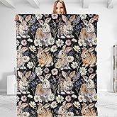 dhakalrlde Flower Rabbit Throw Blanket - Plush, Soft, Comfy, Lightweight, Warm, Fuzzy, Anti-Pilling Flannel Blanket for Couch, Travel, Bed, Office, Outdoor - Ideal Gift for All 50''×60''