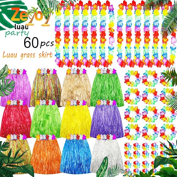 Lilo And Stitch Costume Unittype 36 Pcs Hawaiian Luau Hula Skirts