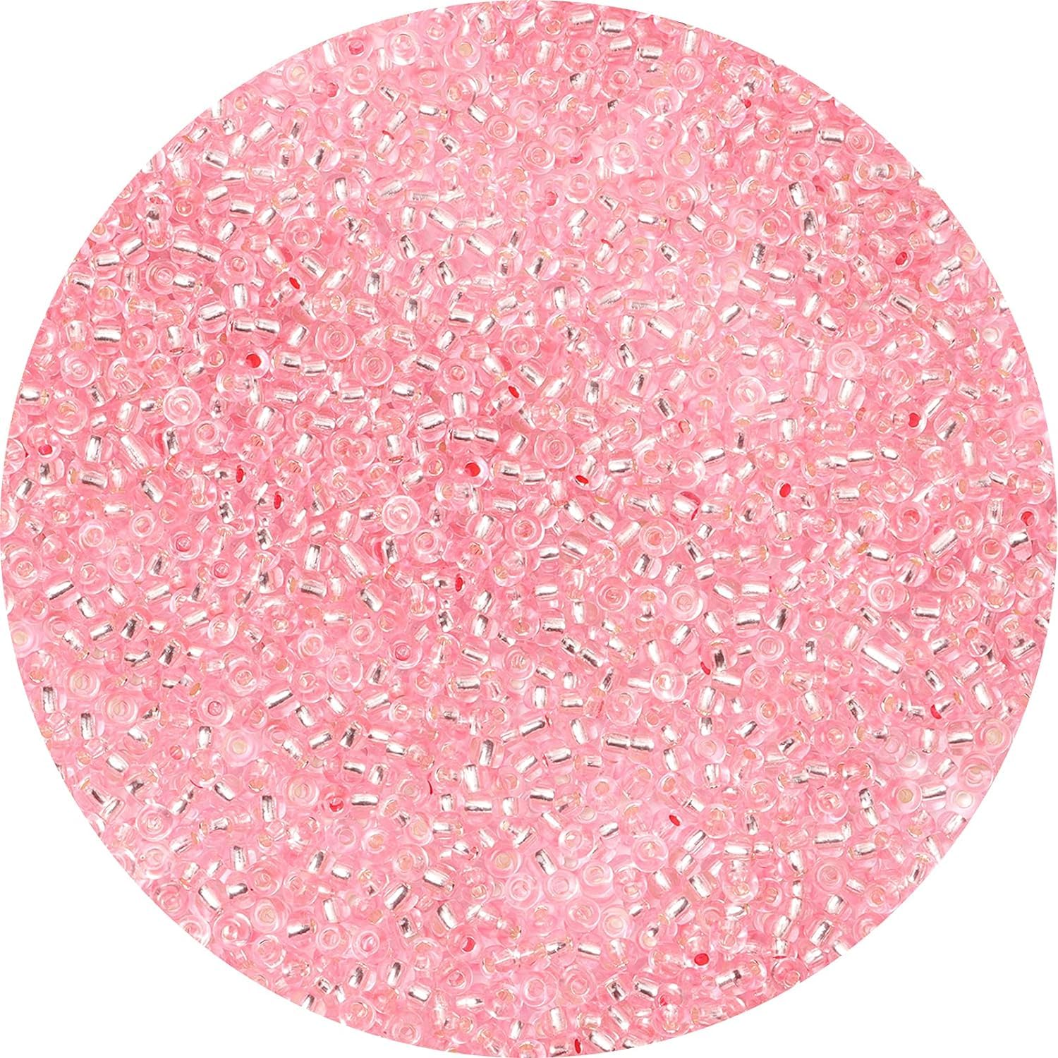 10000PCS Light Pink Seed Beads 2mm for Bracelet Making, Small Craft Glass Beads Bracelet Beads for Jewellery Making DIY Necklace Earring Keychain and Crafting