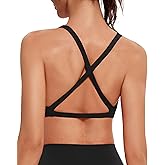 OMKAGI Sports Bras for Women Padded Cross Back Workout Bras Strappy Yoga Bra Crop Top