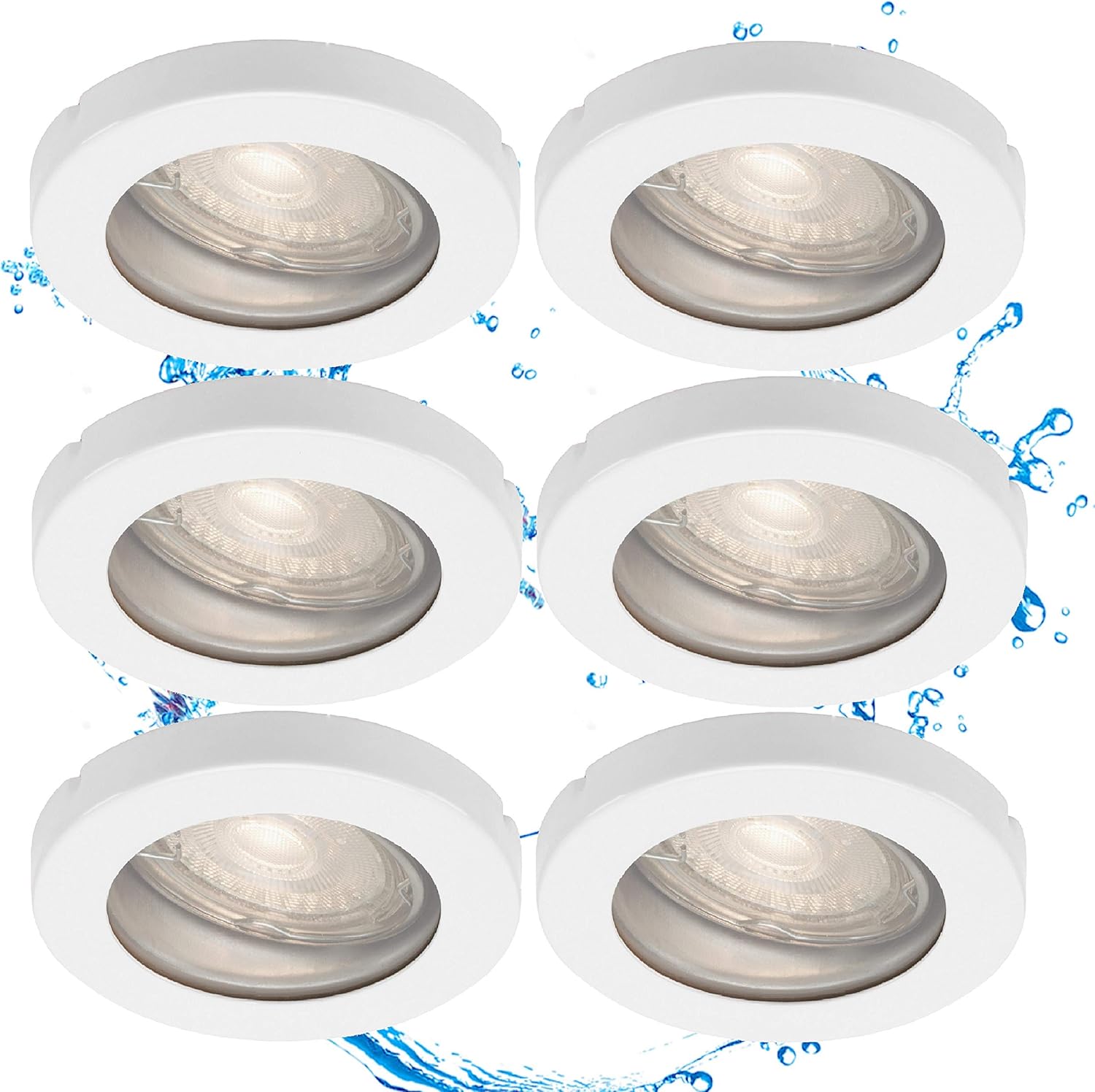 Trango Set of 6 IP44 LED Bathroom recessed Downlight in White TG6729IP