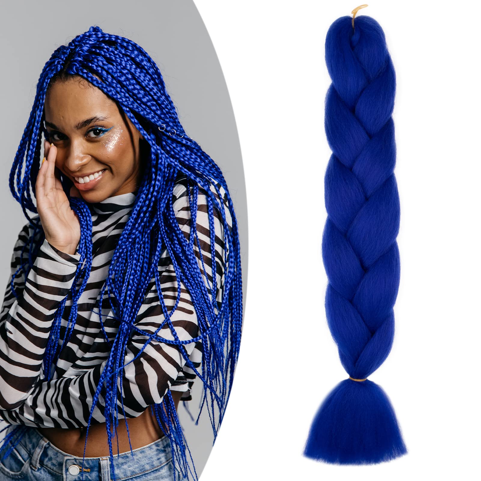 Gairyan Braiding Hair Extensions for Braiding 1 Bundle 100g 24" Ombre Jumbo Braiding Hair Colorful Synthetic Hair for Braid Soft Box Braids Crochet Twists (Sapphire Blue) — image 1