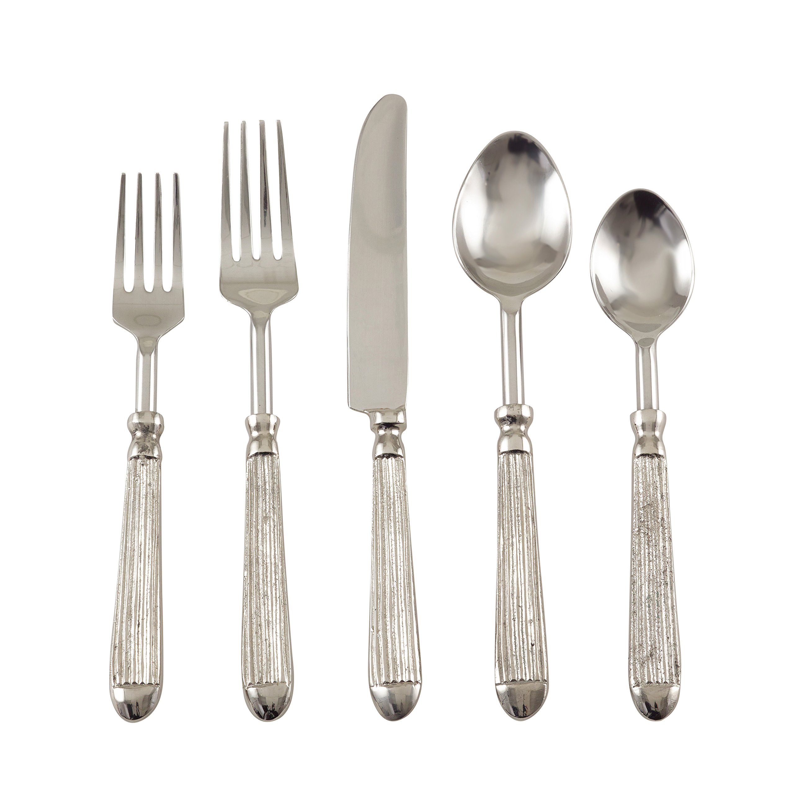 Photo 1 of SARO LIFESTYLE SP155.S Ribbed Design Stainless Steel Flatware - Set of 5, Silver, 3.5" x 10.5"
